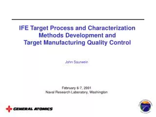 John Saurwein February 6-7, 2001 Naval Research Laboratory, Washington