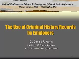 The Use of Criminal History Records by Employers