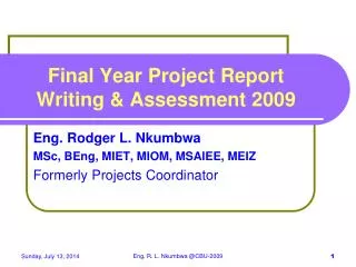 Final Year Project Report Writing &amp; Assessment 2009