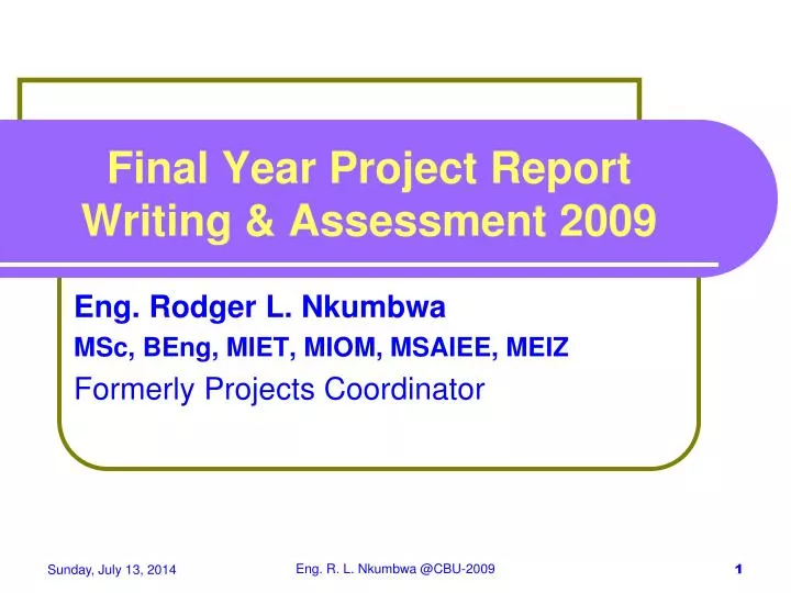 final year project report writing assessment 2009