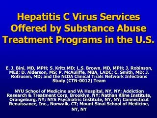 Hepatitis C Virus Services Offered by Substance Abuse Treatment Programs in the U.S.