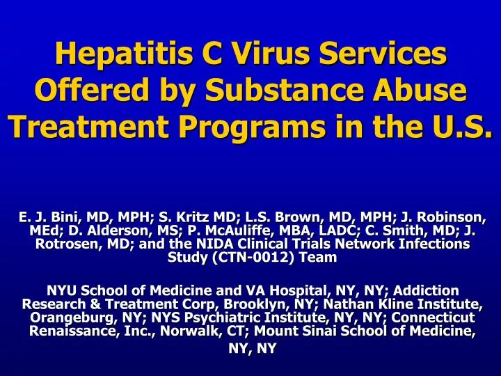 hepatitis c virus services offered by substance abuse treatment programs in the u s