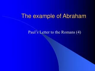 The example of Abraham