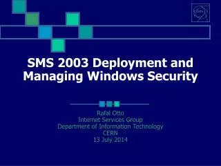 SMS 2003 Deployment and Managing Windows Security