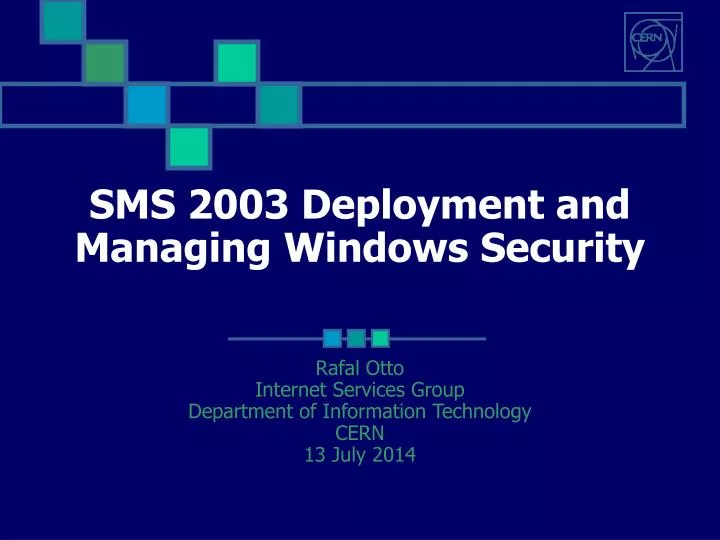 sms 2003 deployment and managing windows security