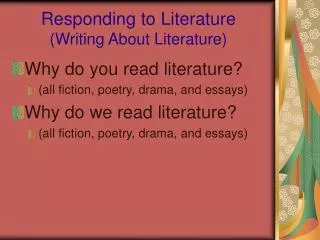 responding to literature writing about literature