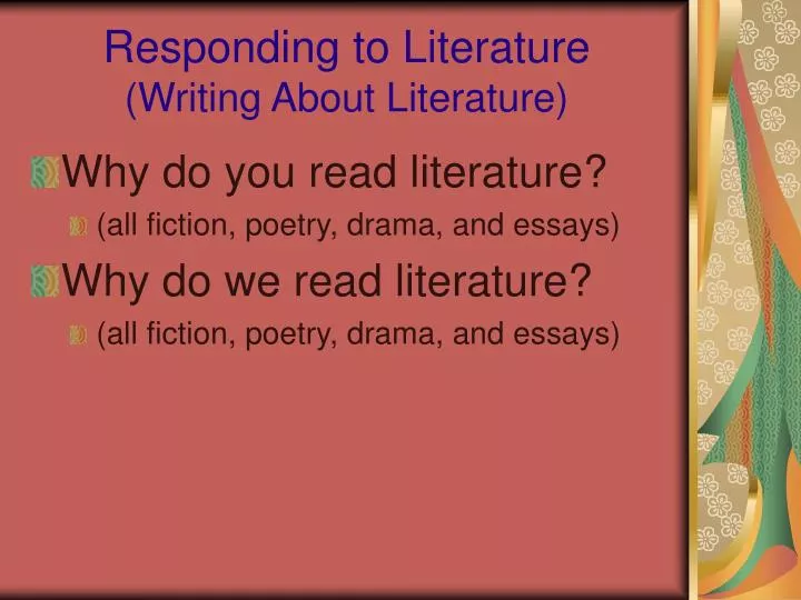 responding to literature writing about literature