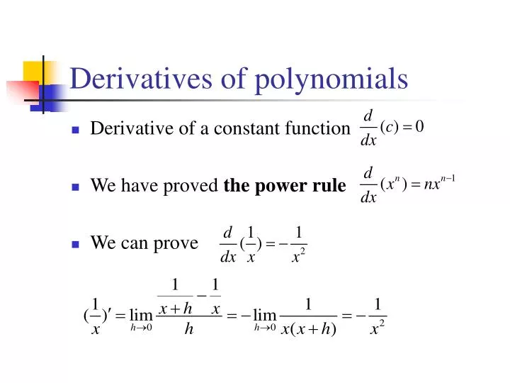 derivatives of polynomials