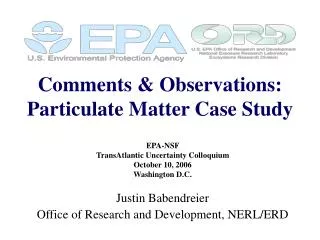 Comments &amp; Observations: Particulate Matter Case Study