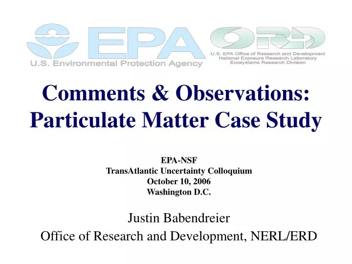 comments observations particulate matter case study