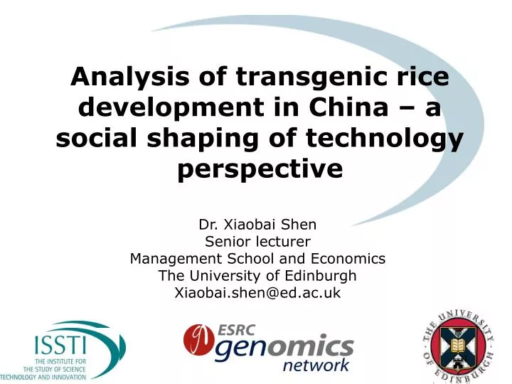 analysis of transgenic rice development in china a social shaping of technology perspective