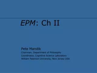 EPM : Ch II