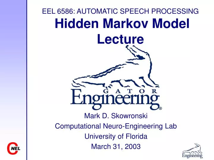 eel 6586 automatic speech processing hidden markov model lecture