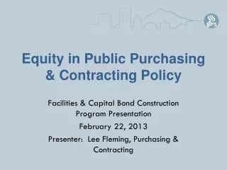 Equity in Public Purchasing &amp; Contracting Policy