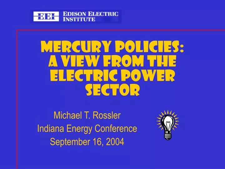 mercury policies a view from the electric power sector