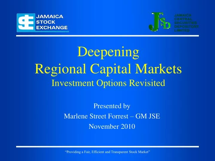 deepening regional capital markets investment options revisited
