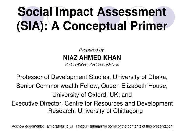 social impact assessment sia a conceptual primer
