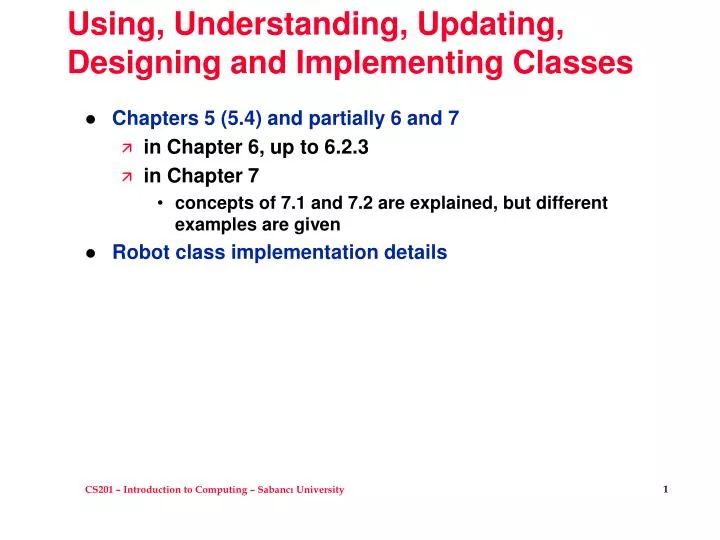 using understanding updating designing and implementing classes