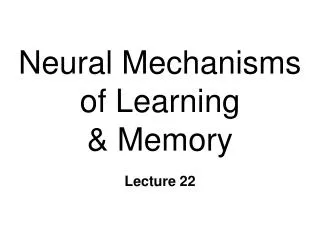 Neural Mechanisms of Learning &amp; Memory