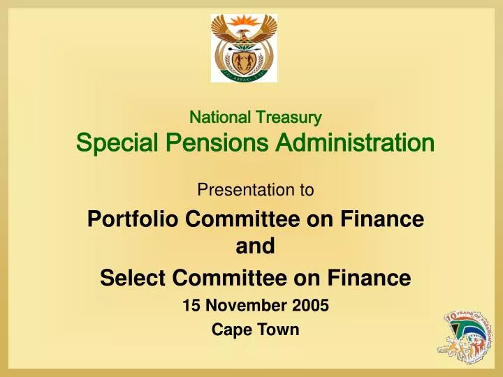national treasury special pensions administration