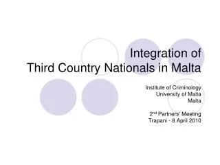 Integration of Third Country Nationals in Malta