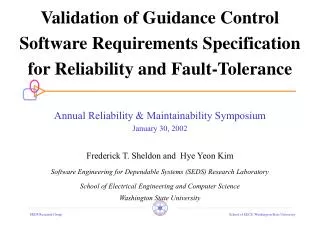 Validation of Guidance Control Software Requirements Specification for Reliability and Fault-Tolerance