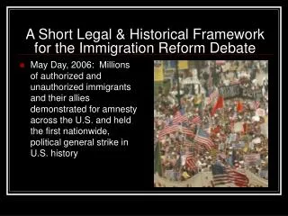 A Short Legal &amp; Historical Framework for the Immigration Reform Debate