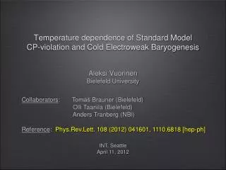 Temperature dependence of Standard Model CP-violation and Cold Electroweak Baryogenesis