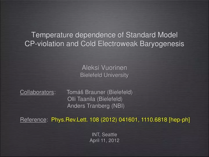 temperature dependence of standard model cp violation and cold electroweak baryogenesis