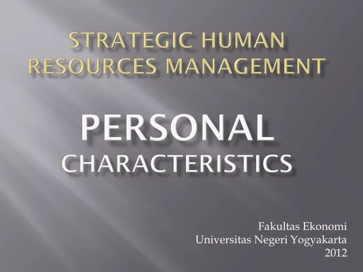 strategic human resources management personal characteristics