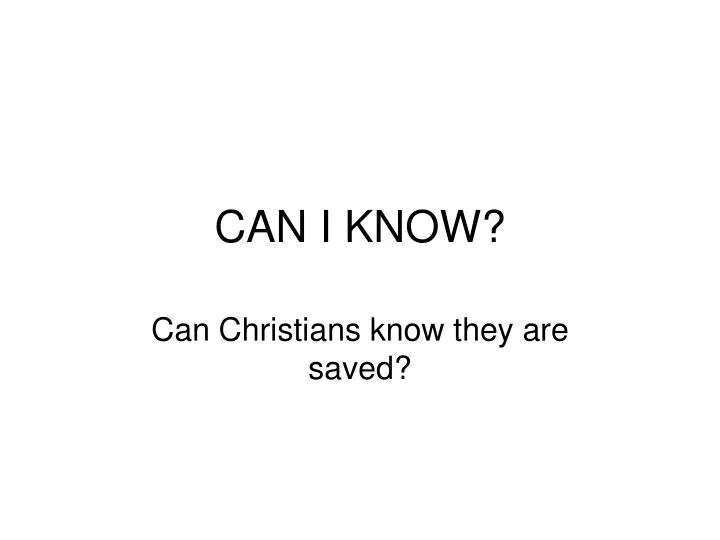 can i know