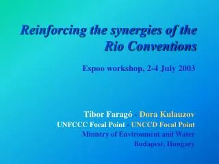 Reinforcing the synergies of the Rio Conventions