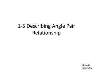 1-5 Describing Angle Pair Relationship