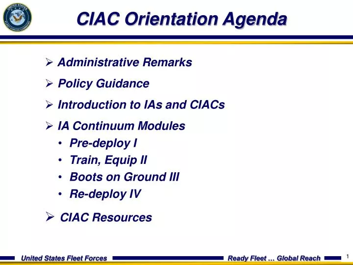 ciac orientation agenda