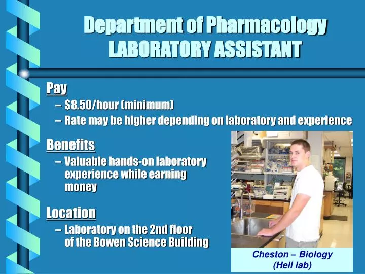 department of pharmacology laboratory assistant