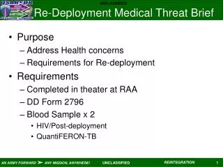 Re-Deployment Medical Threat Brief