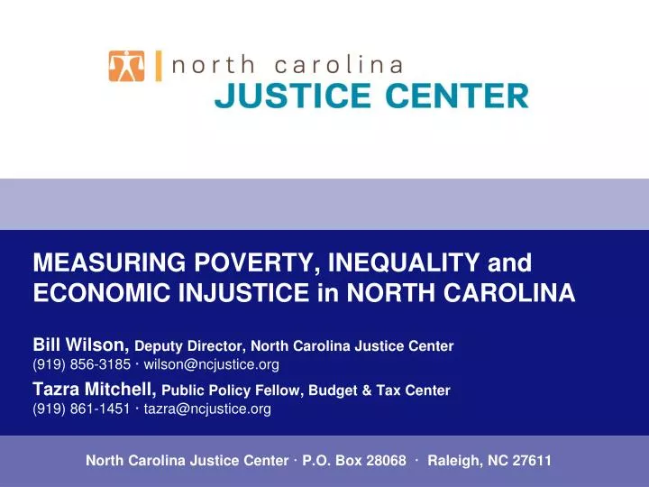 measuring poverty inequality and economic injustice in north carolina