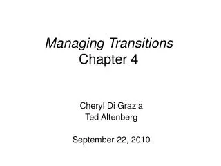 Managing Transitions Chapter 4