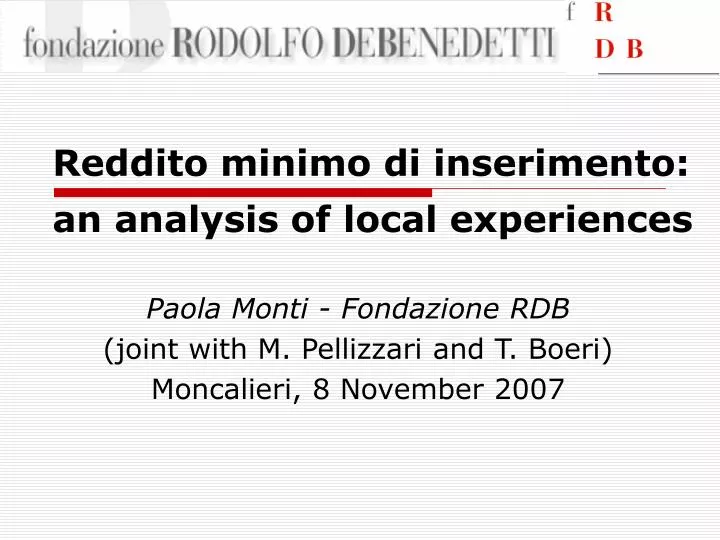 reddito minimo di inserimento an analysis of local experiences