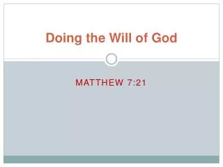 Doing the Will of God