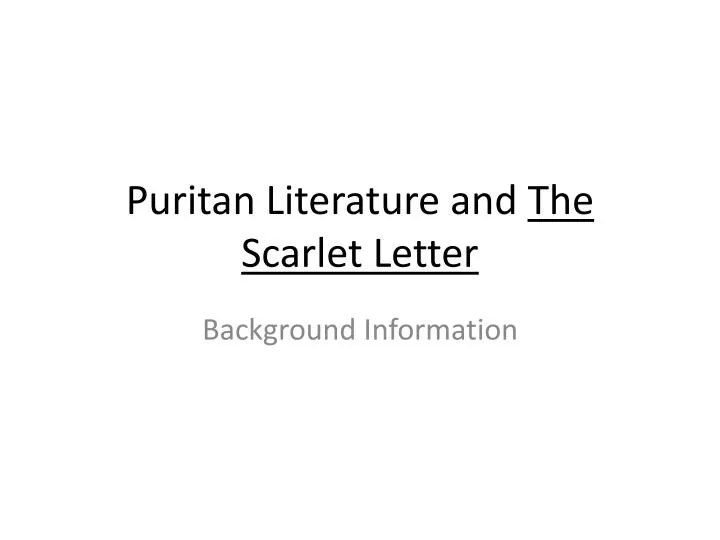 puritan literature and the scarlet letter