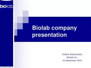 Biolab company presentation
