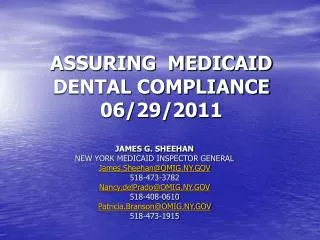 ASSURING MEDICAID DENTAL COMPLIANCE 06/29/2011