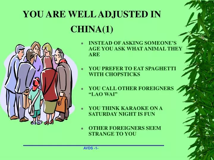 you are well adjusted in china 1