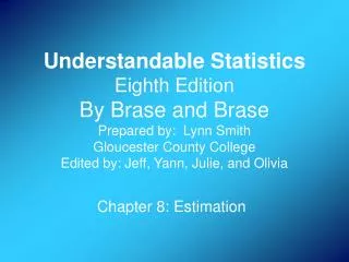 Chapter 8: Estimation