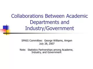 Collaborations Between Academic Departments and Industry/Government