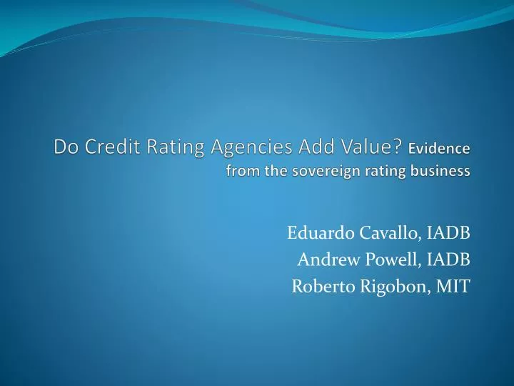 do credit rating agencies add value evidence from the sovereign rating business