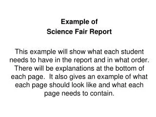 Example of Science Fair Report