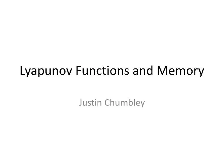 lyapunov functions and memory