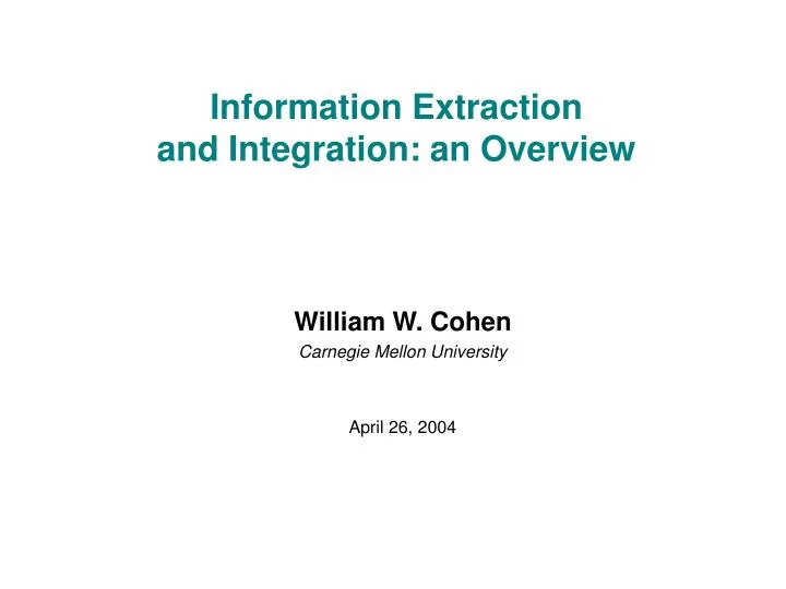 information extraction and integration an overview